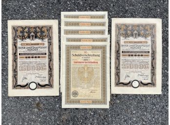 Antique German Stock And Bond Certificates