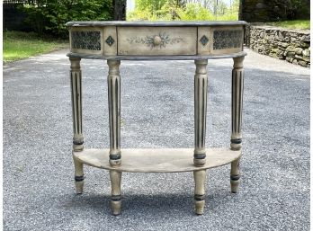 A Hand Painted Demi Lune Console Table By Butler Furniture