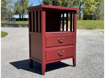 A Vintage Painted Wood Arts And Crafts Style Nightstand