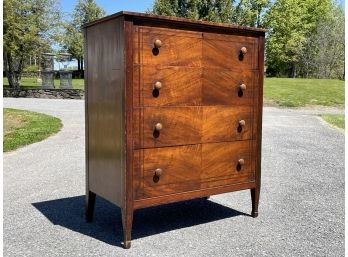 A Gorgeous Antique Veneered Wood Chest Of Drawers