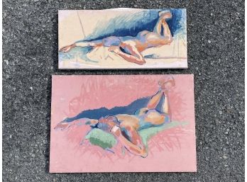 A Pairing Of Vintage Nudes, Oil On Canvas, Unframed