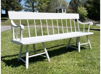 A Vintage Painted Wood Parsons Bench