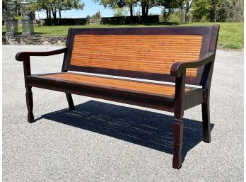 A Vintage Mahogany And Bamboo Bench