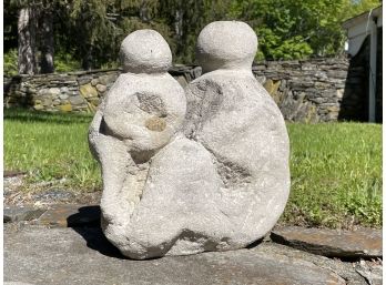 A Modern Carved Stone Garden Scupture