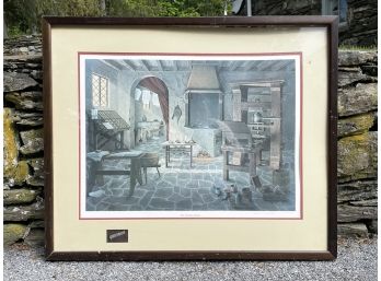 A Framed Lithograph, 'The Gutenberg Creation' With Typeset Piece, By Ward Nichols