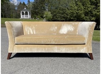 A Vintage Upholstered Sofa In Crushed Velvet