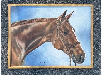 A Vintage Framed Equestrian Themed Oil On Board, By Holly Caristo