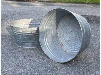 A Pair Of Galvanized Metal Tubs