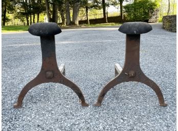 A Set Of Massive Modern Cast Iron Fireplace Andirons