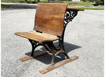 An Antique Cast Iron And Maple School Desk