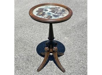 A Victorian Wine Table With Floral Glass Beads Beneath Glass