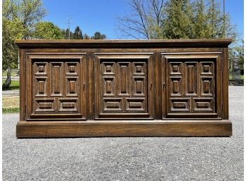 A Vintage Carved Oak Credenza