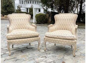 A Pair Of Vintage Upholstered Bergere Chairs