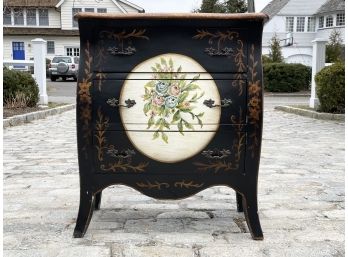 A Vintage Custom Painted Bombe Form Chest Of Drawers