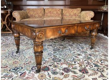 A Gorgeous Burl Wood Coffee Table With Carved Legs