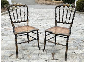 A Pair Of Antique Neoclassical Spindle Back Chairs