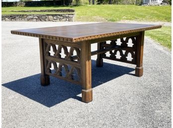 An Antique Carved Oak Refectory Table