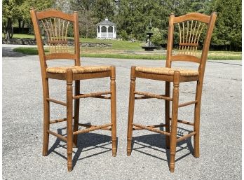 A Pair Of Rush Seated Bar Stools