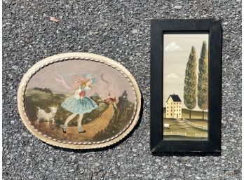 A Pairing Of Framed Original Artwork - Bucolic Themes