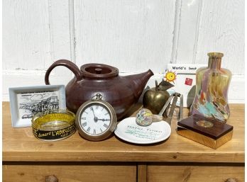 A Vintage Decor Assortment - Ash Trays, Clocks, And More