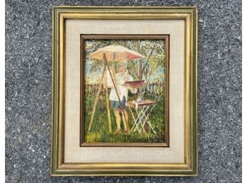 A Vintage Framed Oil On Canvas, Signed Jan Bozanowski 'At Work'