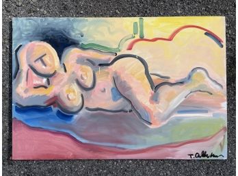 An Unframed Nude Oil On Canvas, Signed T. Callahan