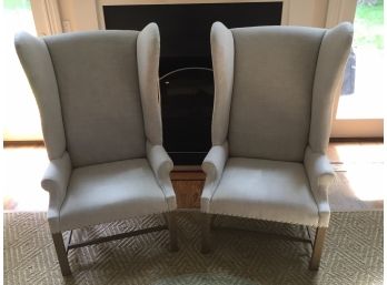 Pair Of Restoration Hardware Wing Chairs