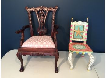 Two Ornate Miniature Chairs