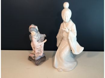 Lladro And Fitz And Floyd Asian Lady Figural Pieces