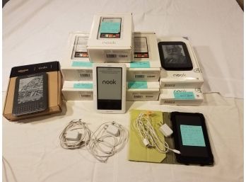 Early Generation E-Reader LOT- Nooks, Kindles, Fire Tablet With Chargers