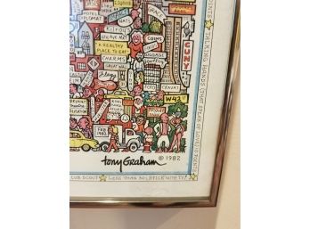 Tony Graham BROADWAY!! Bold Color Print 1982 In Gold Tone Metal Frame - 40.5' X 15