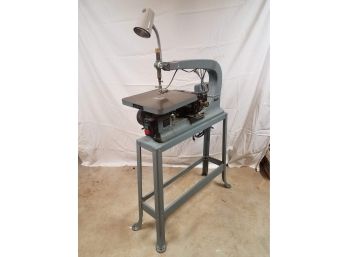 Delta Industrial Shop Scroll Saw On Heavy Steel Table With Adjustable Deck & Work Light