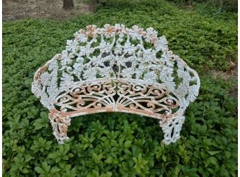 Outdoor Cast Iron Sitting Bench With Grapes Or Berries And Leaves