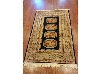 Vintage Area Rug 72' X 47' - Black, Gold, Red Pattern