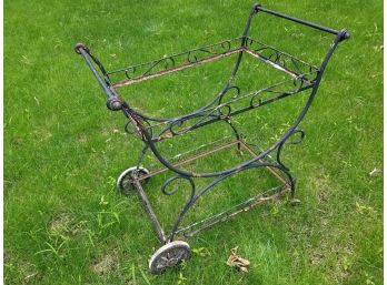 Cast Iron Outdoor Tea Cart With Glass Shelves