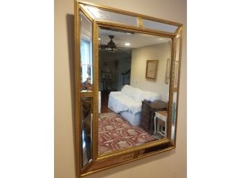 Large Gold Edged Beveled Multi-face Mirror From Belgium - 40 X 32