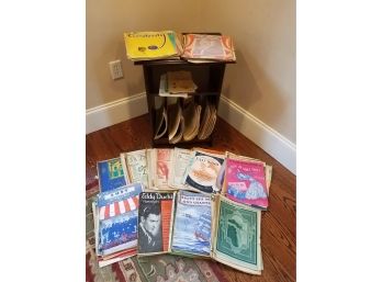 Large Box Of Sheet Music From 1900s To 1940s Plus Wooden Record/sheet Music Stand