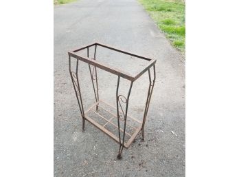 Cast Iron Plant Stand With Lower Shelf. Rustic Patina.