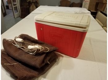 Vintage Viking Bee Cooler With 2 Large Fishing Nets 4' X 10'