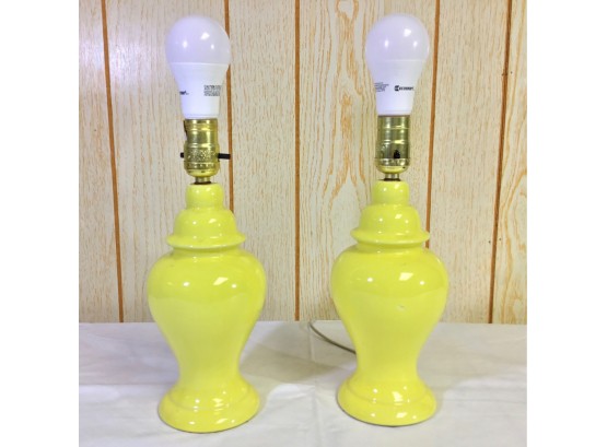 Pair Of Yellow Table Lamps