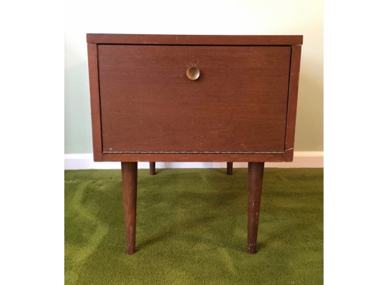 Mid Century Modern  One Door Storage Side Table With Formica Top