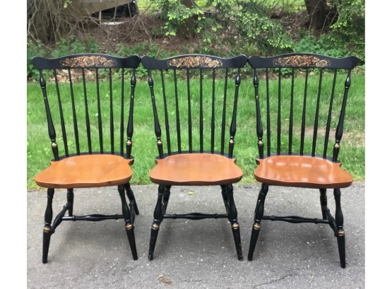 Three L. Hitchcock Reproduction Spindle Back Chairs