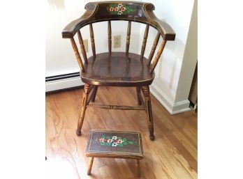 J.S. Ebersol  Hand Painted Arm Chair & Foot Rest