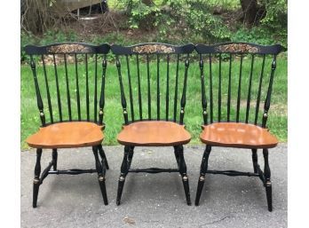 Three L. Hitchcock Reproduction Spindle Back Chairs