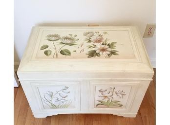 Hand Painted Crackle Finish Wood Storage Chest
