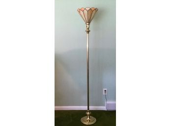 Floor Lamp With Tiffany-Style Torchiere Glass Shade