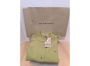 Lime Green  Women's Small Burberry Cotton Tee -(Brand New Still With Tags)