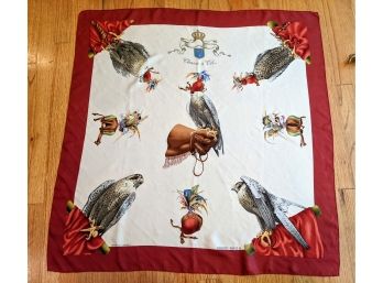 Hermes Silk Scarf Kare 90 Henri De Rinares Chasse Vol Falconry Red