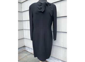 Women's Black Dress With Lovely Neck Tie, By French Designer Les Copains