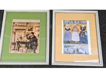 Lot Of 2 Framed Dutch Advertisements Purchased In Holland